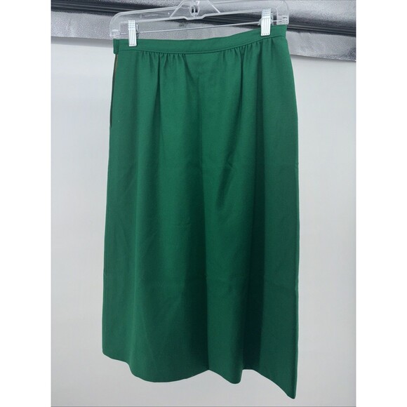 Vintage Pendleton Skirt Womens 10 Green Wool Pockets Midi Modest Preppy - Picture 7 of 7